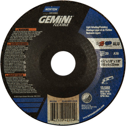 ‎4-1/2″ × 1/8″ × 7/8 ″ Gemini Non-Woven Depressed Center Wheel Type 29 36 Grit - Americas Industrial Supply