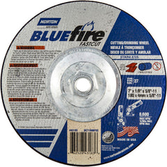7″ × 1/8″ × 5/8″ BlueFire Non-Woven Depressed Center Wheel Type 27 Zirconia Alumina / Aluminum Oxide - Americas Industrial Supply