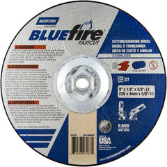 9″ × 1/8″ × 5/8″ BlueFire Non-Woven Depressed Center Wheel Type 27 Zirconia Alumina / Aluminum Oxide - Americas Industrial Supply