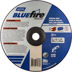 9″ × 1/4″ × 7/8″ BlueFire Non-Woven Depressed Center Wheel Type 27 Zirconia Alumina / Aluminum Oxide - Americas Industrial Supply