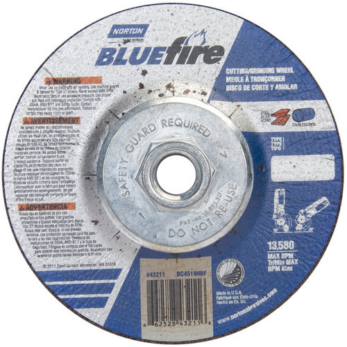 ‎4-1/2 × 1/8 × 5/8 - 11″ BlueFire Grinding Wheel ZA 30 U Type 27 - Americas Industrial Supply