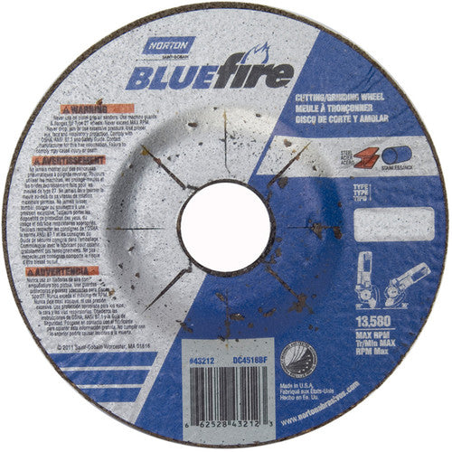 ‎4-1/2 × 1/8 × 7/8″ BlueFire Grinding Wheel ZA 30 U Type 27 - Americas Industrial Supply