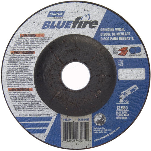 ‎4-1/2 × 1/4 × 7/8″ BlueFire Grinding Wheel ZA 24 S Type 27 - Americas Industrial Supply