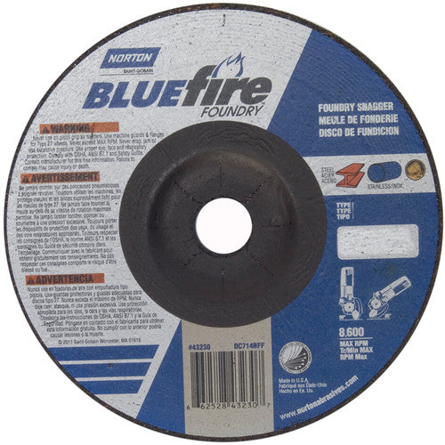 7″ × 1/4″ × 7/8″ BlueFire Non-Woven Depressed Center Wheel Type 27 Zirconia Alumina / Aluminum Oxide - Americas Industrial Supply