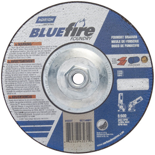 7″ × 1/4″ × 5/8″ BlueFire Non-Woven Depressed Center Wheel Type 27 Zirconia Alumina / Aluminum Oxide - Americas Industrial Supply