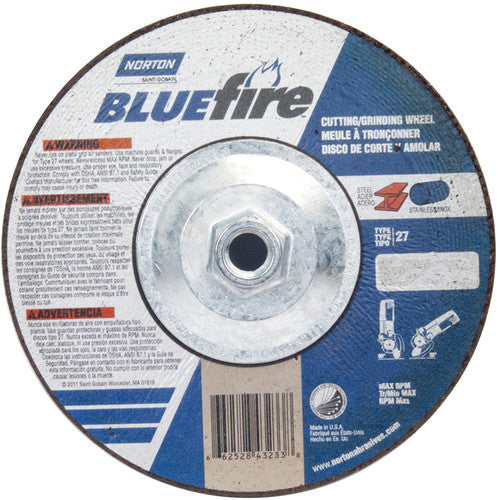 ‎7 × 1/8 × 5/8 - 11″ BlueFire Grinding Wheel ZA 30 U Type 27 - Americas Industrial Supply