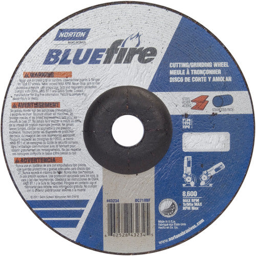 7 × 1/8 × 7/8″ BlueFire Grinding Wheel ZA 30 U Type 27 - Americas Industrial Supply