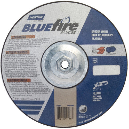 9″ × 1/4″ × 5/8″ BlueFire Non-Woven Depressed Center Wheel Type 28 Saucer - Americas Industrial Supply