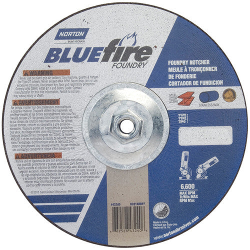 9″ × 1/8″ × 5/8″ BlueFire Non-Woven Depressed Center Wheel Type 27 Zirconia Alumina / Aluminum Oxide - Americas Industrial Supply