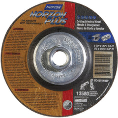 ‎4-1/2″ × 1/8″ × 5/8″ NorZon Plus Non-Woven Depressed Center Wheel Type 27 - Americas Industrial Supply