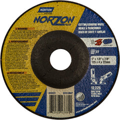 5″ × 1/8″ × 7/8″ NorZon Plus Non-Woven Depressed Center Wheel Type 27 Ceramic Alumina / Zirconia Alumina - Americas Industrial Supply