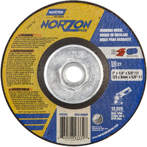 5″ × 1/4″ × 5/8″ NorZon Plus Non-Woven Depressed Center Wheel Type 27 - Americas Industrial Supply