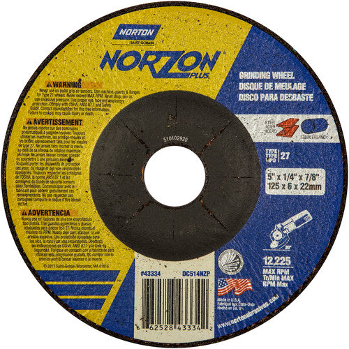 5″ × 1/4″ × 7/8″ NorZon Plus Non-Woven Depressed Center Wheel Type 27 - Americas Industrial Supply