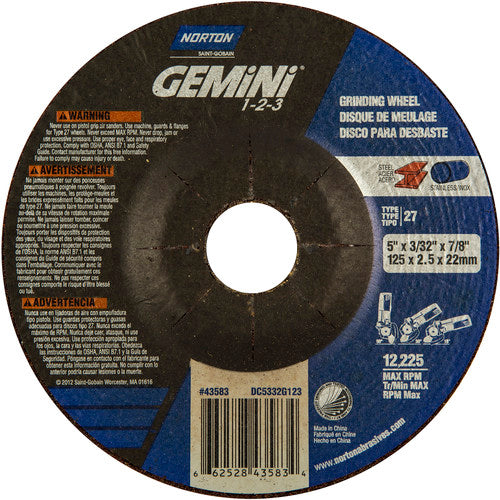 5″ × 20.0″ × 22.23 ″ Gemini Non-Woven Depressed Center Wheel Type 27 46 Grit - Americas Industrial Supply