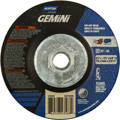 ‎4-1/2 x .125 × 5/8 - 11″ Gemini Cutting Wheel A 24 T BDA3 Type 27/42 - Americas Industrial Supply