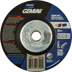‎4-1/2 × 1/8 × 5/8 - 11″ Gemini Long Life Grinding Wheel A 24 Q BDA Type 27 - Americas Industrial Supply