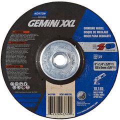 ‎6″ × 1/4″ × 5/8″-11 Gemini Depressed Center Wheel Type 27 Aluminum Oxide - Americas Industrial Supply