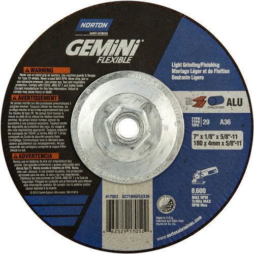 ‎7″ × 1/8″ × 5/8″-11 Charger Non-Woven Depressed Center Wheel Type 29 36 Grit - Americas Industrial Supply