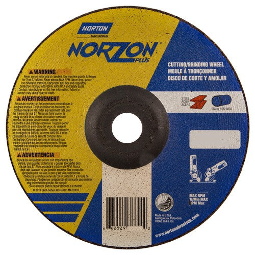 7″ × 1/8″ × 7/8″ NorZon Plus Non-Woven Depressed Center Wheel Type 27 - Americas Industrial Supply