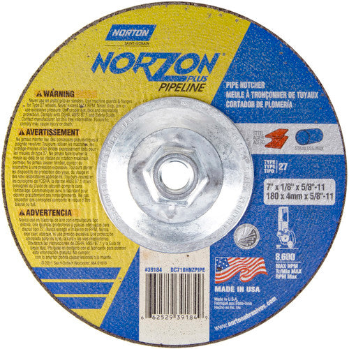 7″ × 1/8″ × 5/8″ NorZon Plus Non-Woven Depressed Center Wheel Type 27 - Americas Industrial Supply