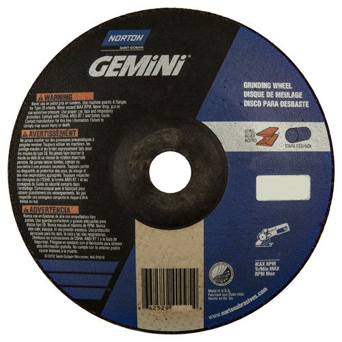 7″ × 1/4″ × 7/8″ Gemini Non-Woven Depressed Center Wheel Type 28 Saucer Aluminum Oxide - Americas Industrial Supply