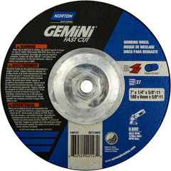 ‎7 × 1/4 × 5/8 - 11″ Gemini Fast Cut Grinding Wheel A 24 N Type 27 - Americas Industrial Supply