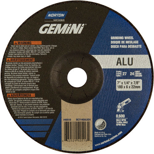 7″ × 1/4″ × 7/8″ Gemini Non-Woven Depressed Center Wheel Type 27 24 Grit Aluminum Oxide - Americas Industrial Supply