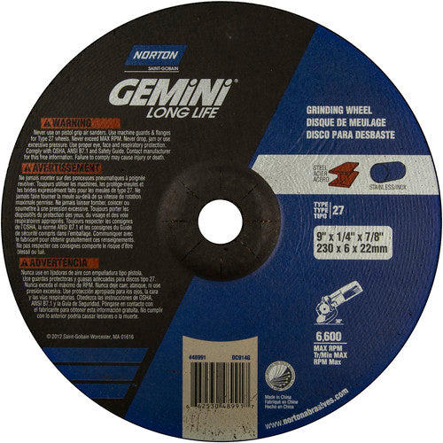 9″ × 1/4″ × 7/8″ Gemini Non-Woven Depressed Center Wheel Type 27 20 Case - Americas Industrial Supply