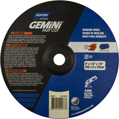 9″ × 1/4″ × 7/8″ Gemini Non-Woven Depressed Center Wheel Type 27 24 Grit Aluminum Oxide - Americas Industrial Supply