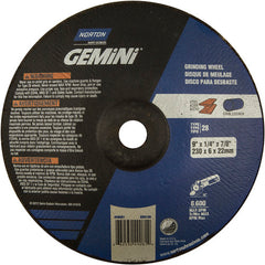 9″ × 1/4″ × 7/8″ Gemini Non-Woven Depressed Center Wheel Type 28 Saucer Aluminum Oxide - Americas Industrial Supply
