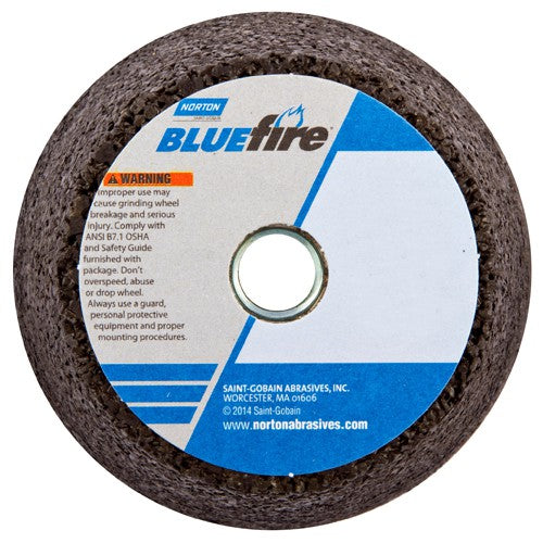 4″ / 3″ × 2″ × 5/8″-11 Snagging Wheel Blue Fire Type 11 Flaring Cup 16 Grit - Americas Industrial Supply