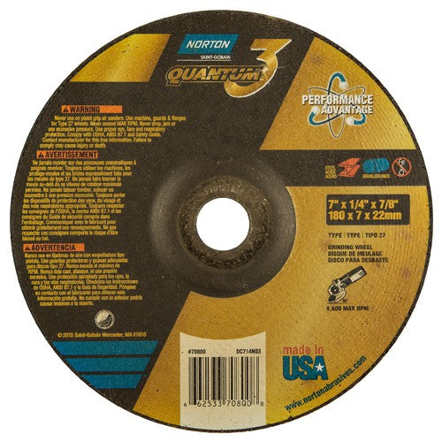 7″ × 1/4″ × 7/8″ - T27 - Quantum 3 Depressed Center Wheel - Americas Industrial Supply