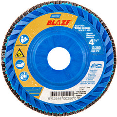 ‎4-1/2 × 7/8″ Blaze Plastic Flat Flap Disc Type 27 120 Grit R980P Premium Ceramic Alumina - Americas Industrial Supply