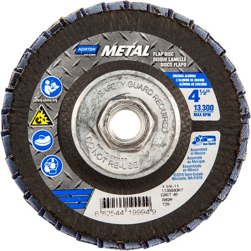 ‎4-1/2 × 5/8 - 11″ Metal Fiberglass Conical Flap Disc Type 29 P40 Grit R828 Zirconia Alumina - Americas Industrial Supply