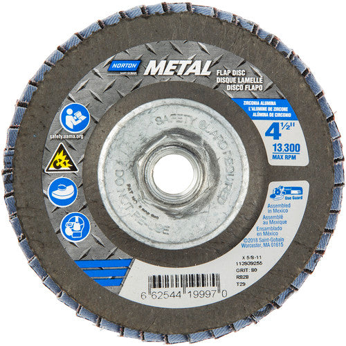 ‎4-1/2 × 5/8 - 11″ Metal Fiberglass Conical Flap Disc Type 29 80 Grit R828T Zirconia Alumina - Americas Industrial Supply