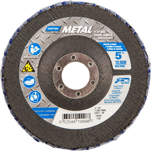5″ × 1/4″ × 7/8″ Metal Flap Disc Type 29 Conical 36 Grit Zirconia Alumina - Americas Industrial Supply