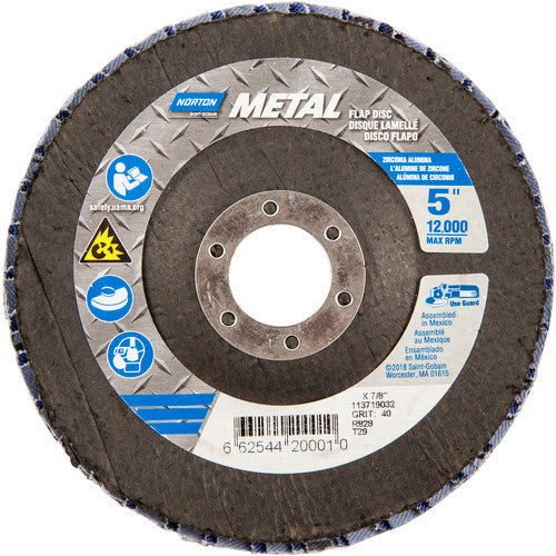 5″ × 1/4″ × 7/8″ Metal Flap Disc Type 29 Conical 40 Grit Zirconia Alumina - Americas Industrial Supply