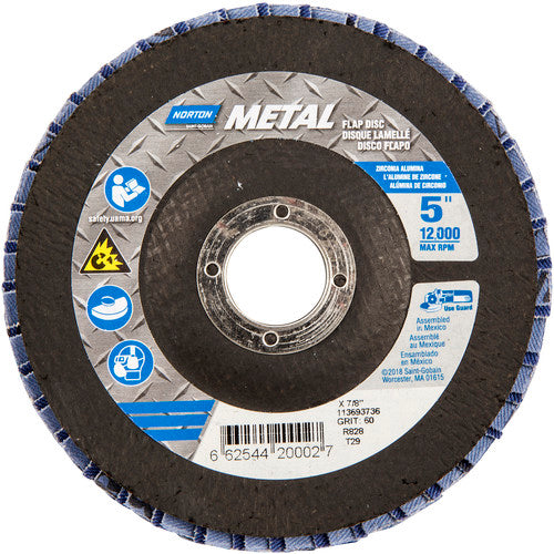 5″ × 1/4″ × 7/8″ Metal Flap Disc Type 29 Conical 60 Grit Zirconia Alumina - Americas Industrial Supply