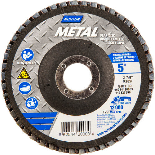 5″ × 1/4″ × 7/8″ Metal Flap Disc Type 29 Conical 80 Grit Zirconia Alumina - Americas Industrial Supply