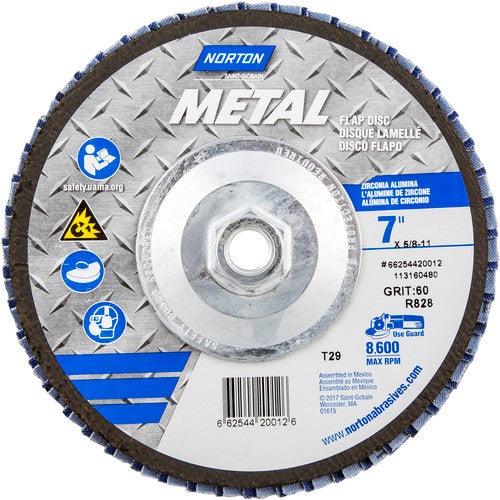 ‎7 × 5/8 - 11″ Metal Fiberglass Conical Flap Disc Type 29 P60 Grit R828 Zirconia Alumina - Americas Industrial Supply