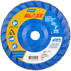 7 × 7/8″ Blaze Plastic Flat Flap Disc Type 27 60 Grit R980P Premium Ceramic Alumina - Americas Industrial Supply