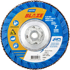 ‎7 × 5/8 - 11″ Blaze Plastic Flat Flap Disc Type 27 40 Grit R980P Premium Ceramic Alumina - Americas Industrial Supply