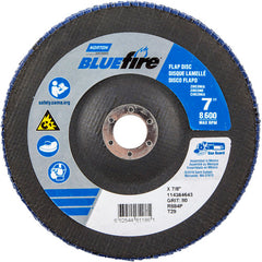 7″ × 1/4″ × 7/8″ NorZon BlueFire R884 Flap Disc Type 29 Conical 80 Grit - Americas Industrial Supply