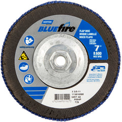 ‎7 × 5/8 - 11″ BlueFire Fiberglass Conical Flap Disc Type 29 P60 Grit R884P Zirconia Alumina - Americas Industrial Supply