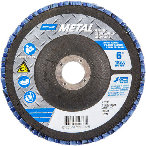 6 × 7/8″ Metal Fiberglass Conical Flap Disc Type 29 P40 Grit R828 Zirconia Alumina - Americas Industrial Supply