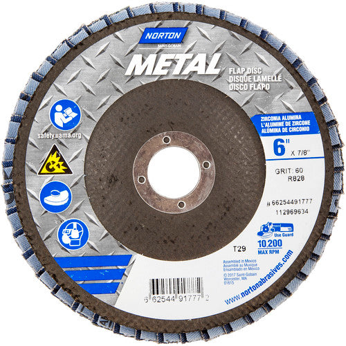 6 × 7/8″ Metal Fiberglass Conical Flap Disc Type 29 P60 Grit R828 Zirconia Alumina - Americas Industrial Supply