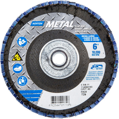 6″ × 1/4″ × 5/8″ Metal Flap Disc Type 29 Conical 40 Grit Zirconia Alumina - Americas Industrial Supply