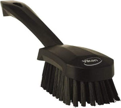Vikan - 1.3" Bristle Length, Polyester Scrub Brush - 4-1/4" Long x 2-3/4" Wide Head, 10" OAL, Black, Polypropylene Block - Americas Industrial Supply