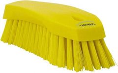 Vikan - 1.3" Bristle Length, Polyester Utility Scrub Brush - 7" Long x 3" Wide Head, 8" OAL, Yellow, Polypropylene Block - Americas Industrial Supply