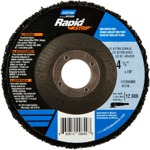 ‎4-1/2 × 7/8″ Bear-Tex Rapid Strip Non-Woven Depressed Center Disc Silicon Carbide Extra Coarse Grit Type 27 - Americas Industrial Supply
